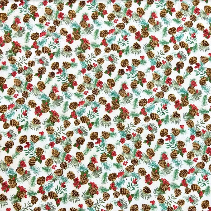 Ткань хлопок для пэчворка белый, новый год, Aurora (арт. AU-NY-221)