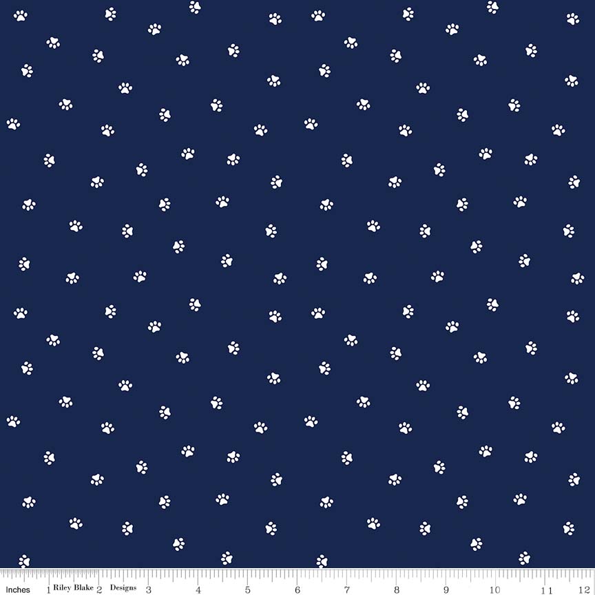 Ткань хлопок для пэчворка синий, собаки, Riley Blake (арт. C7554-NAVY)