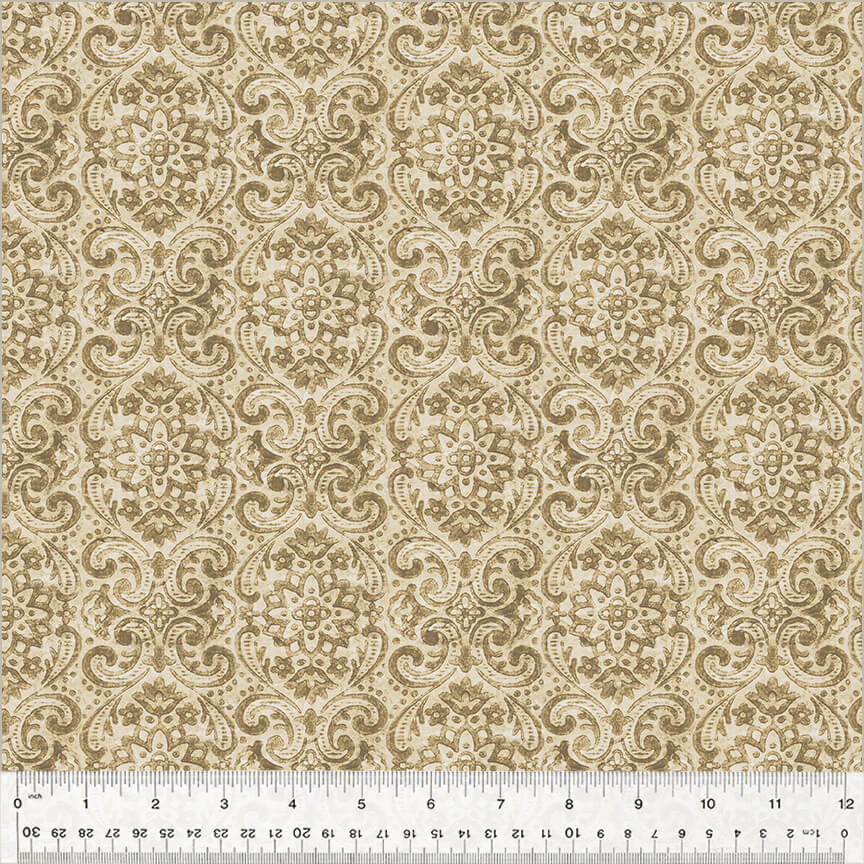 Ткань хлопок для пэчворка бежевый, винтаж дамаск, Windham Fabrics (арт. 54563-6)