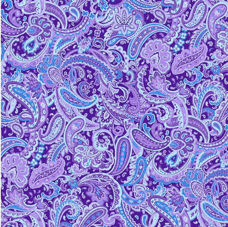 Ткань хлопок для пэчворка для одежды фиолетовый, пейсли, Blank Quilting (арт. 1423-55)