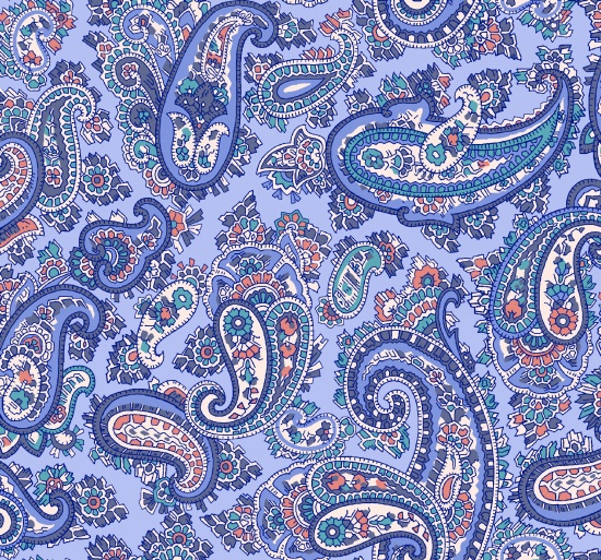 Ткань хлопок пэчворк синий, пейсли, Henry Glass (арт. 254360)