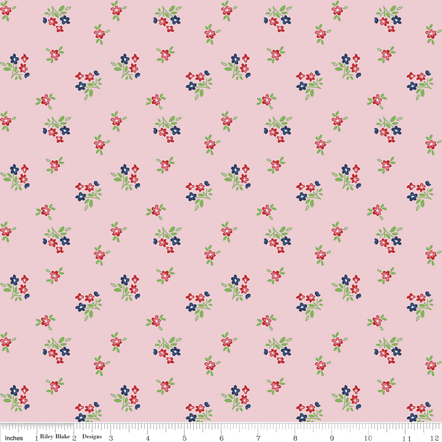 Ткань хлопок для пэчворка розовый, мелкий цветочек, Riley Blake (арт. C7234-PINK)