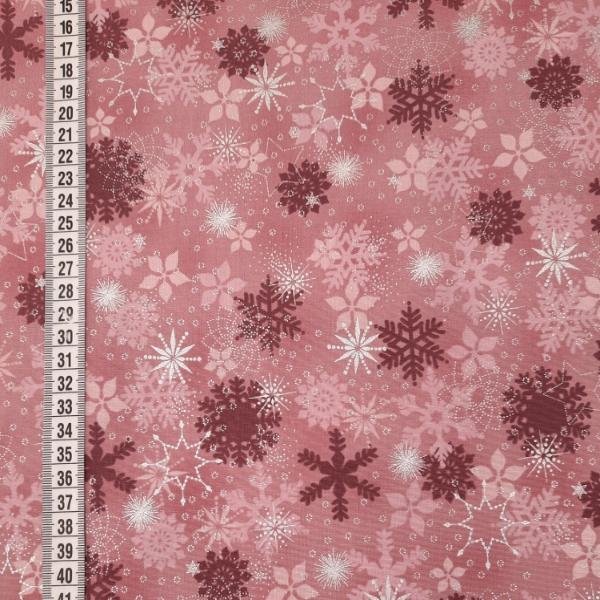 Ткань хлопок пэчворк бордовый розовый белый, новый год, Stof (арт. 4598-420)
