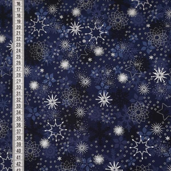 Ткань хлопок пэчворк синий серебро белый, новый год, Stof (арт. )