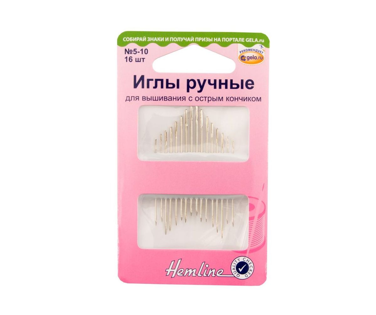 Ручные иглы для тонк. шерсти Hemline арт. 200.510 № 5-10, 16 шт.