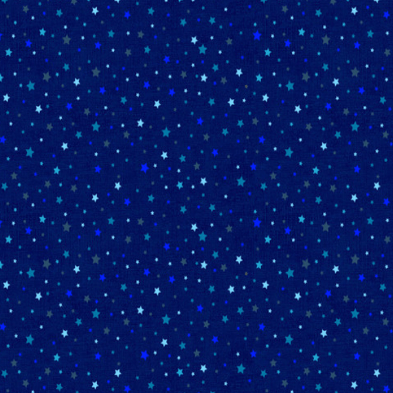Ткань хлопок пэчворк синий, звезды, Stof (арт. 4512-927)
