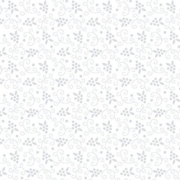 Ткань хлопок пэчворк белый, цветы, Henry Glass (арт. 405-01W)