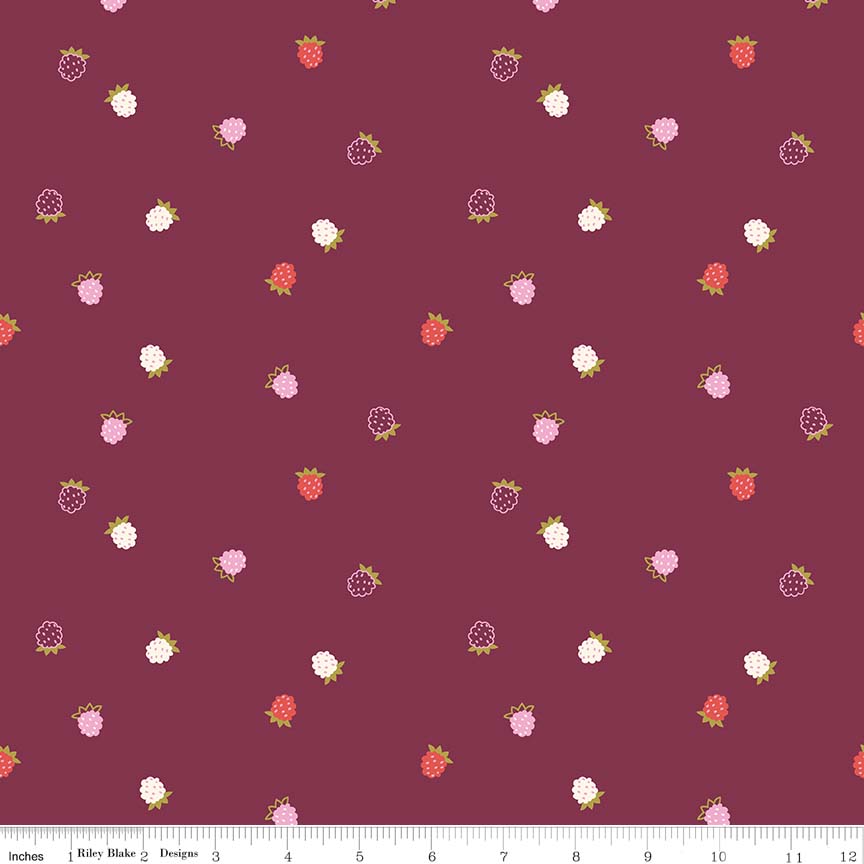 Ткань хлопок для пэчворка бордовый, ягоды и фрукты, Riley Blake (арт. C7473-MERLOT)