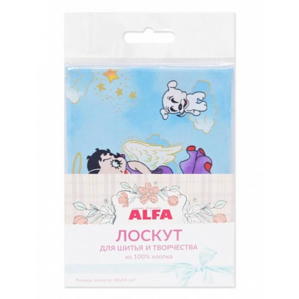 Ткань хлопок для пэчворка голубой, детская тематика, ALFA (арт. AL-81169-374-L)