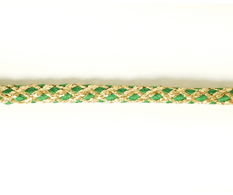 Шнур плетеный PEGA с люрексом, золото с зеленым, 7 мм