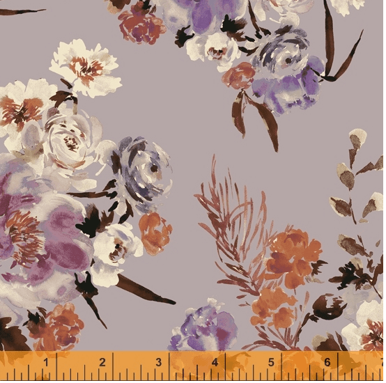 Ткань хлопок для пэчворка для одежды сиреневый, цветы флора, Windham Fabrics (арт. 52252-4)