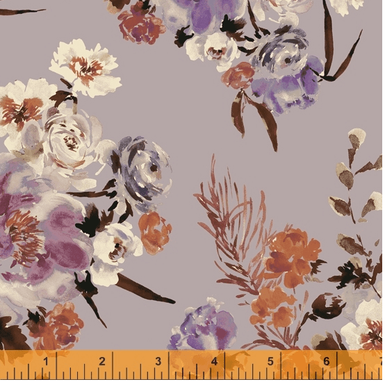 Ткань хлопок пэчворк сиреневый, цветы флора, Windham Fabrics (арт. 52252-3)