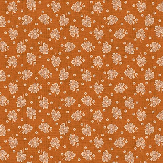 Ткань хлопок для пэчворка для одежды оранжевый, флора, Blank Quilting (арт. 2662-33)