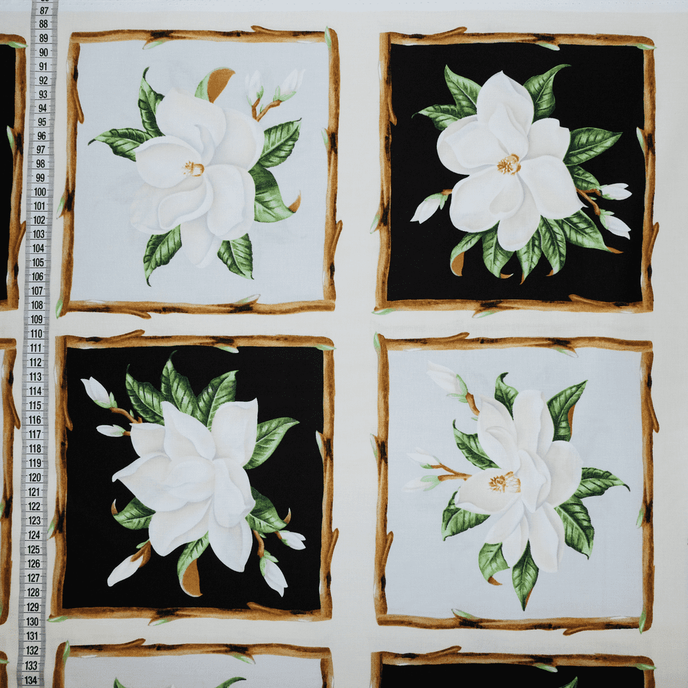 Ткань хлопок для пэчворка белый, цветы, Blank Quilting (арт. )