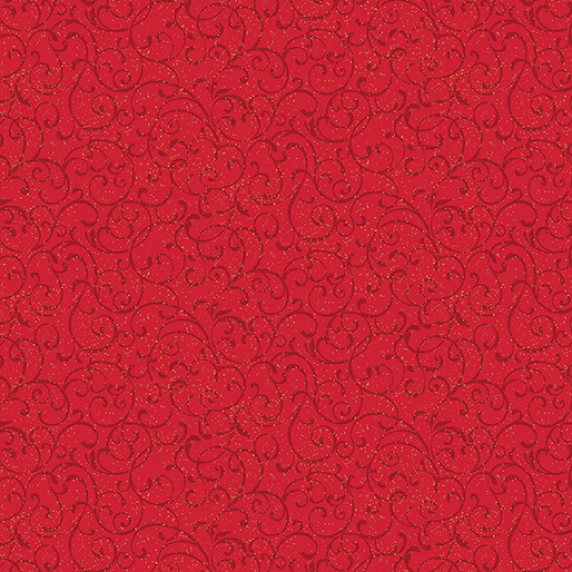 Ткань хлопок пэчворк красный, завитки, Benartex (арт. 5073M19B)