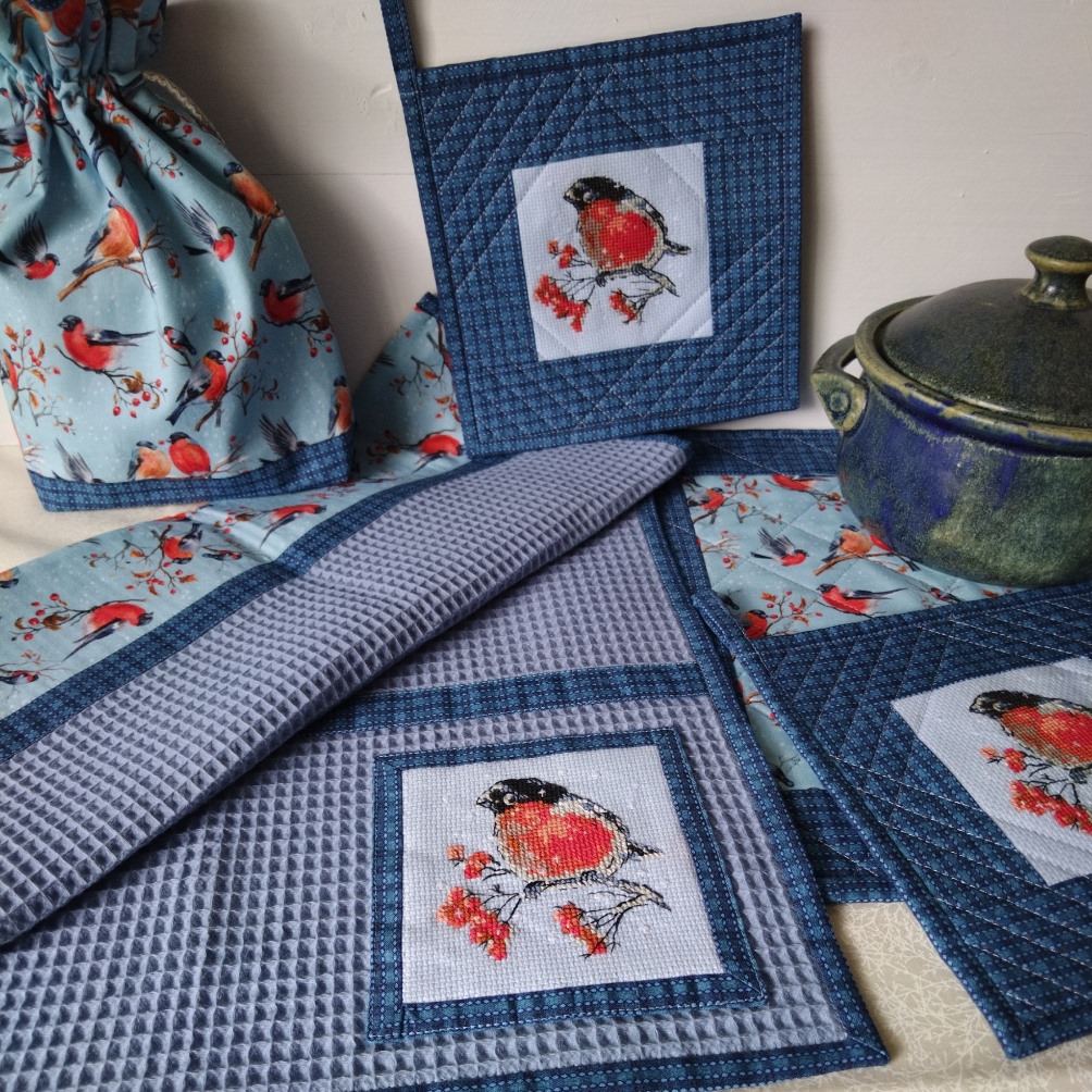 Текстильный комплект для кухни «Снегири»
