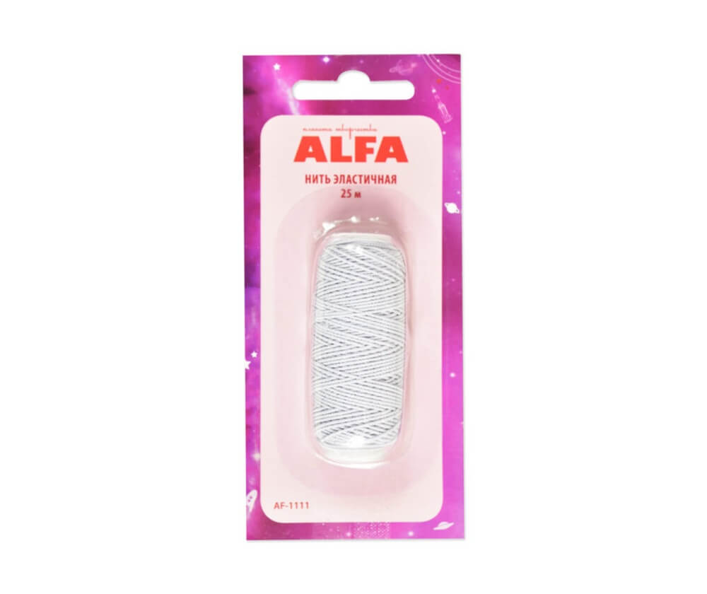 Нить эластичная (резинка) ALFA  цв. белый, 25 м  