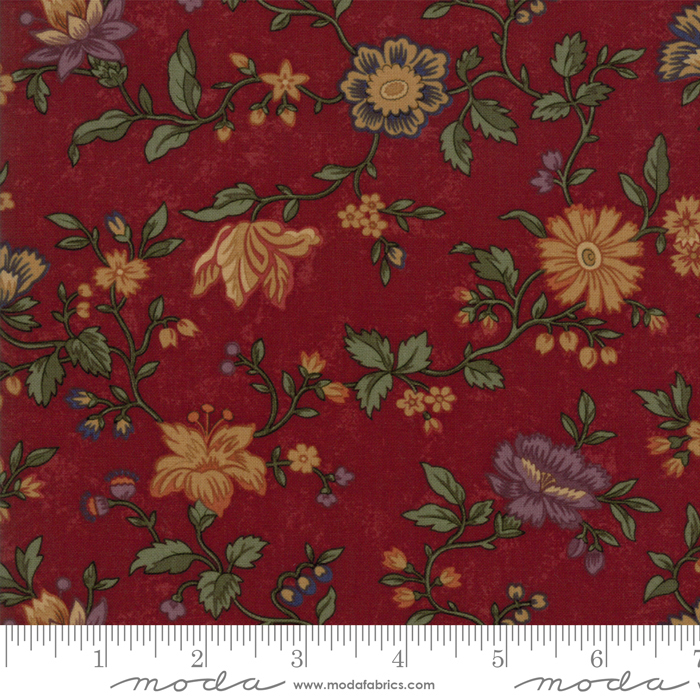 Ткань хлопок пэчворк разноцветные бордовый, цветы, Moda (арт. 9580 13)