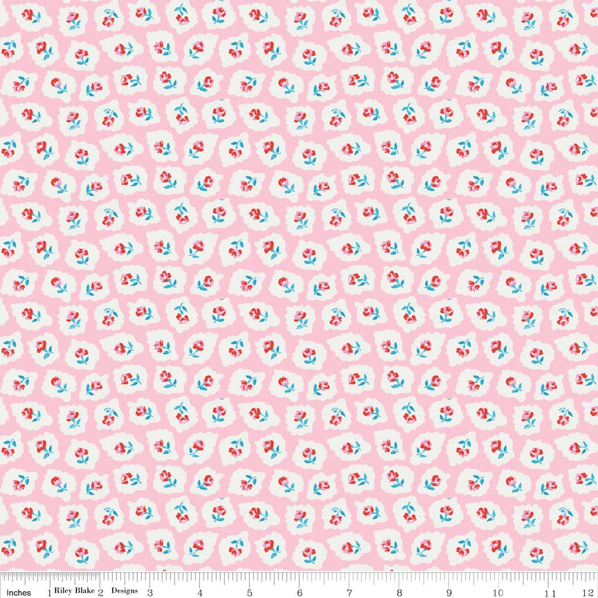 Ткань хлопок для пэчворка розовый, мелкий цветочек, Riley Blake (арт. C4345-PINK)