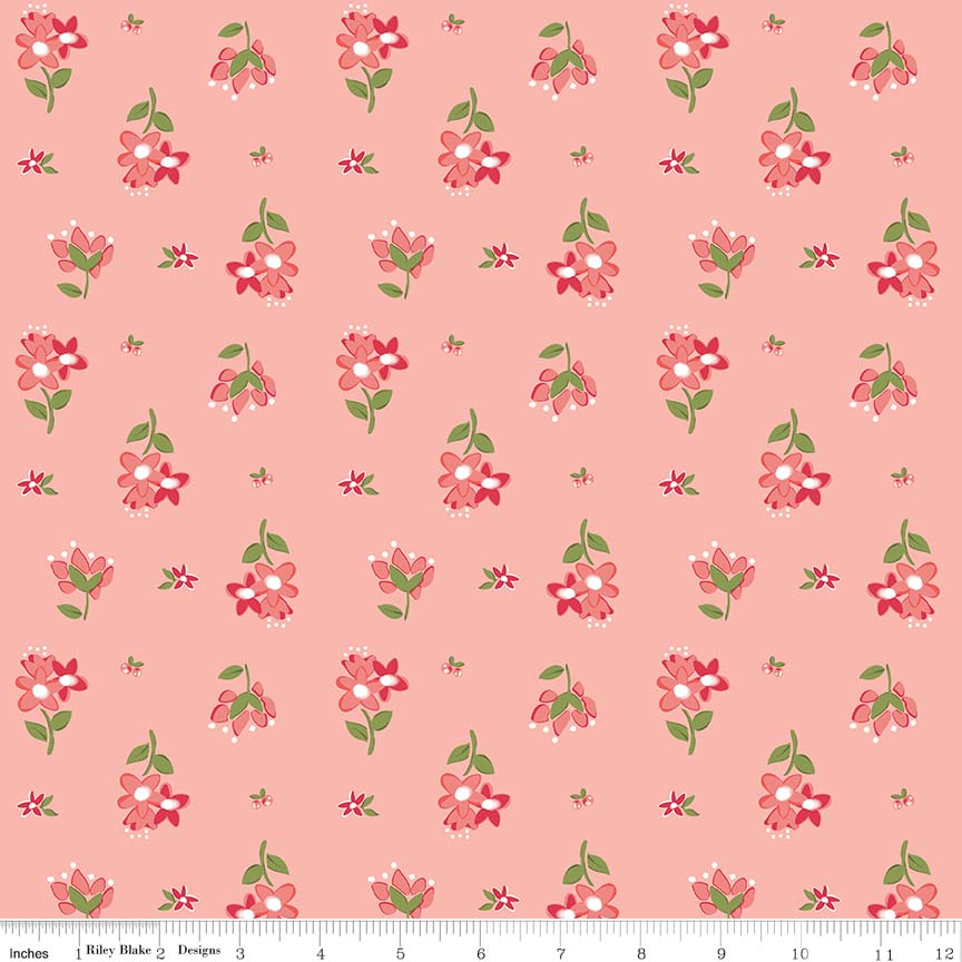 Ткань хлопок для пэчворка розовый, цветы, Riley Blake (арт. C7441-PINK)