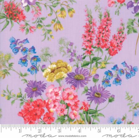 Ткань хлопок для пэчворка сиреневый, цветы, Moda (арт. 33381 12)
