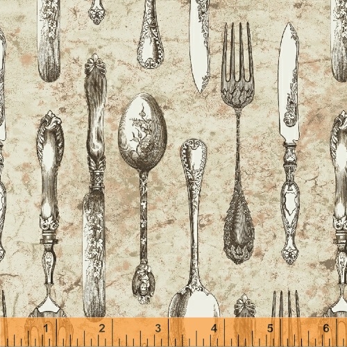 Ткань хлопок пэчворк бежевый, кухонная утварь, Windham Fabrics (арт. 222780)