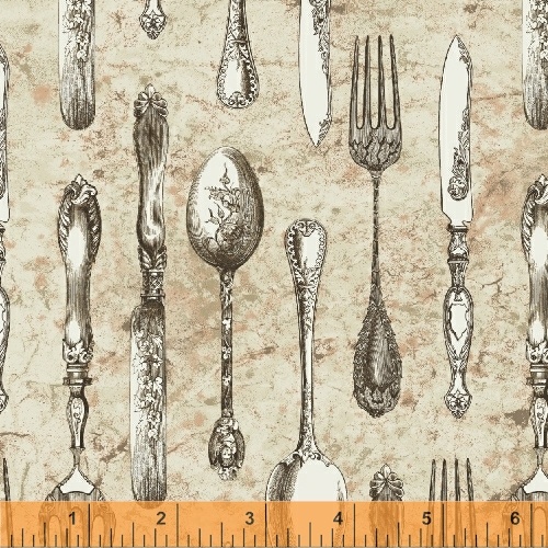 Ткань хлопок для пэчворка бежевый, кухонная утварь, Windham Fabrics (арт. 222780)