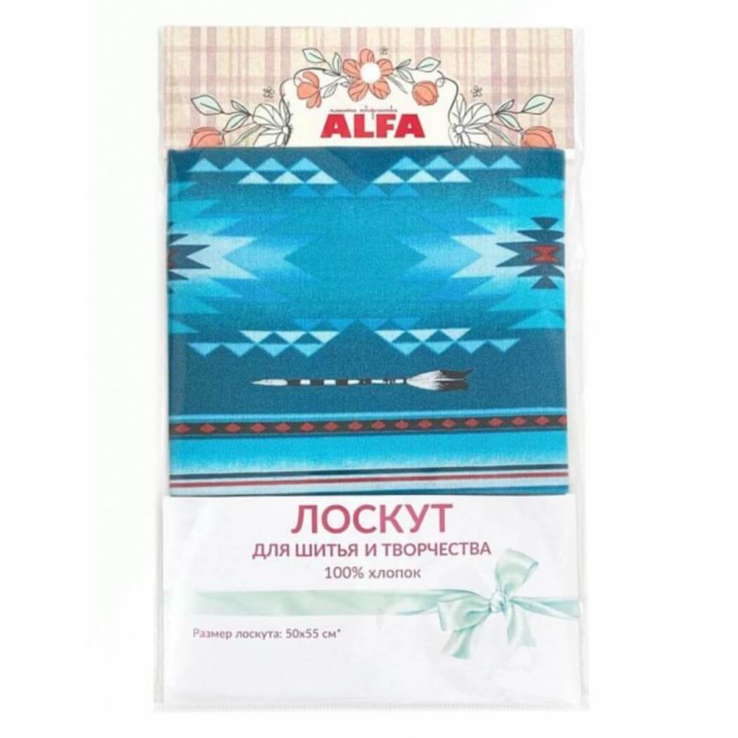 Ткань хлопок для пэчворка синий, геометрия, ALFA (арт. AL- 81169-398-L)