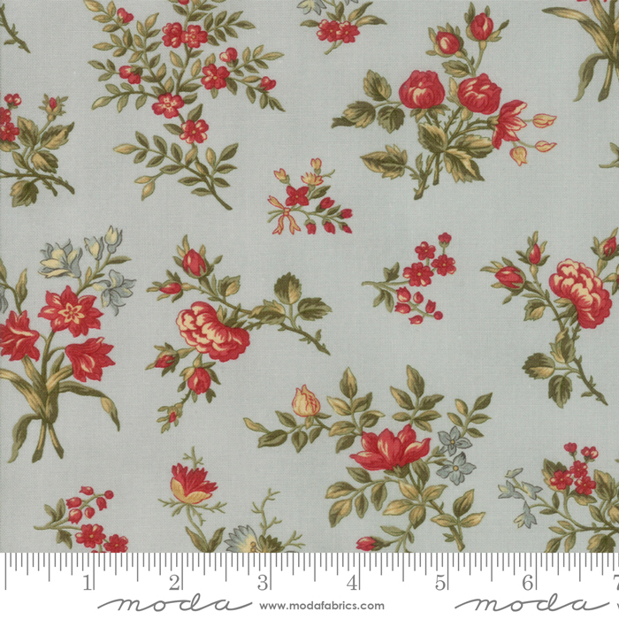 Ткань хлопок для пэчворка красный зеленый голубой, цветы, Moda (арт. 44184 14)