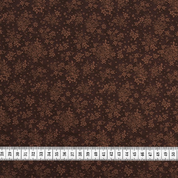 Ткань хлопок для пэчворка коричневый, цветы, ALFA (арт. AL-TX-BL-9)