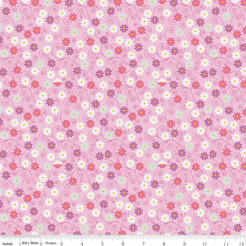Ткань хлопок для пэчворка розовый, цветы, Riley Blake (арт. C7723-PINK)