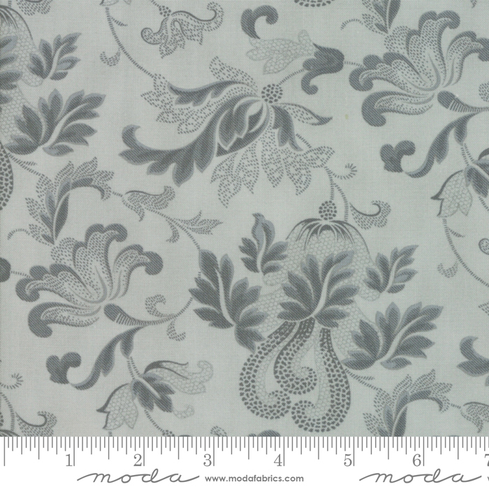 Ткань хлопок для пэчворка серый, цветы, Moda (арт. 44182 14)