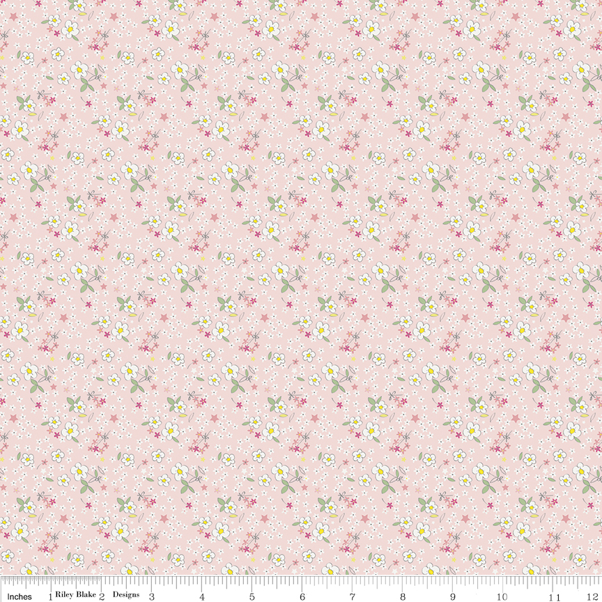 Ткань хлопок для пэчворка розовый, мелкий цветочек, Riley Blake (арт. C7264-PINK)