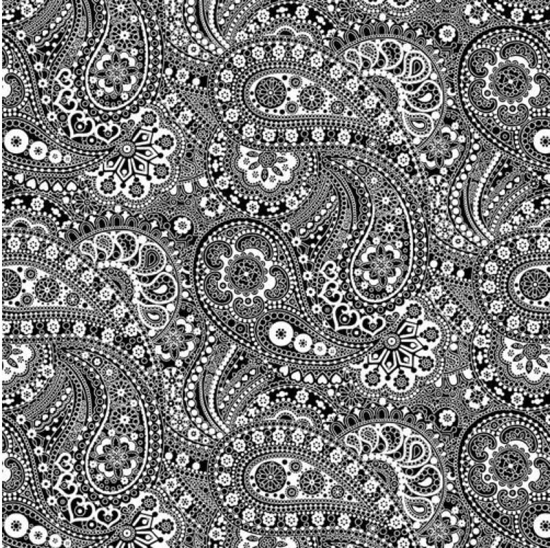 Ткань хлопок ткани на изнанку черный, пейсли, Blank Quilting (арт. 9569-91)