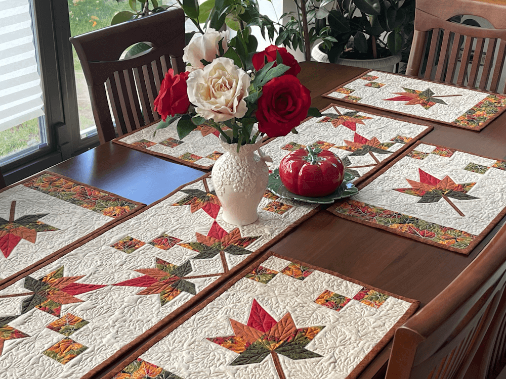 Осенние листья: дорожка на стол и ланчматы 