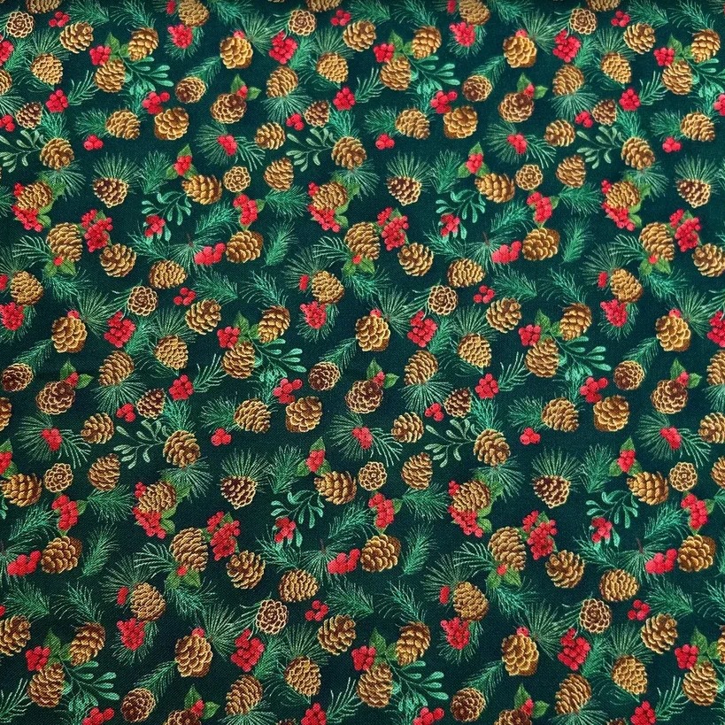 Ткань хлопок для пэчворка зеленый, новый год, Aurora (арт. AU-NY-222)