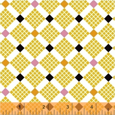 Ткань хлопок для пэчворка для одежды желтый, клетка, Windham Fabrics (арт. 43300-6)