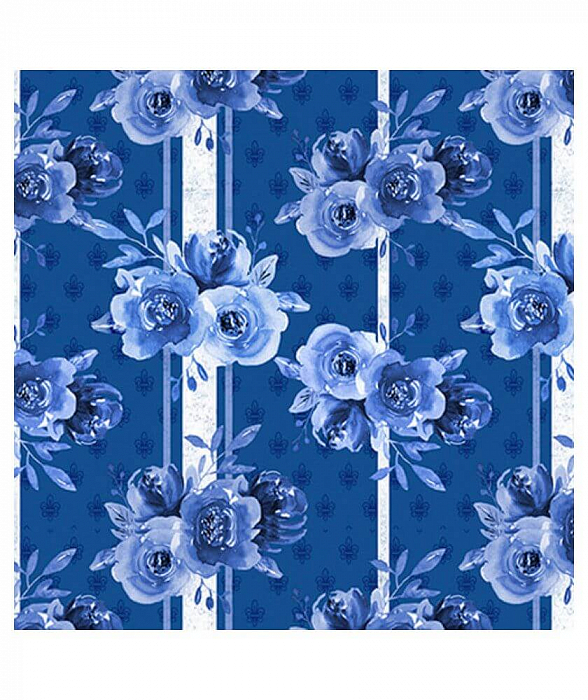 Ткань хлопок пэчворк синий, цветы розы, Blank Quilting (арт. 1724-77)