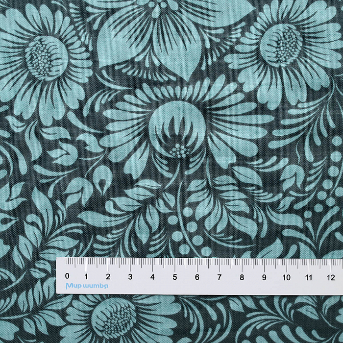 Ткань хлопок пэчворк синий, цветы, Moda (арт. 30701 13)