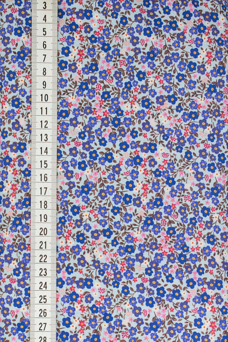 Ткань хлопок пэчворк синий розовый бирюзовый, мелкий цветочек, ALFA Z DIGITAL (арт. 224323)