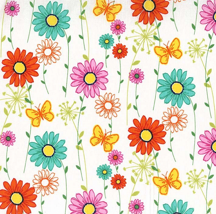 Ткань хлопок пэчворк разноцветные, цветы, Michael Miller (арт. 233304)