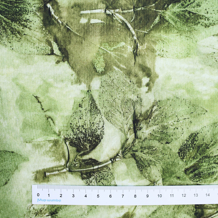 Ткань хлопок пэчворк зеленый, осень флора, FreeSpirit (арт. PWKA013.GRASS)