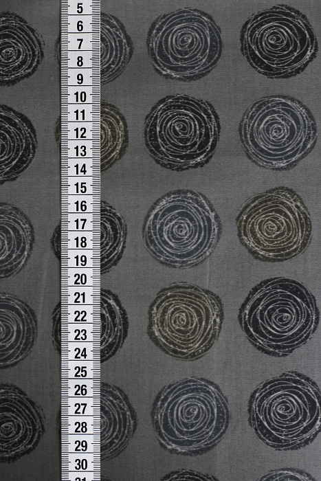 Ткань хлопок сумочные черный серый, необычные завитки, Daiwabo (арт. 244037)