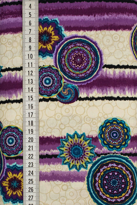 Ткань хлопок пэчворк фиолетовый бежевый разноцветные, необычные геометрия, ALFA (арт. 229493)