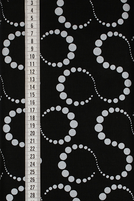 Ткань хлопок пэчворк черный, горох и точки завитки, ALFA (арт. 226005)