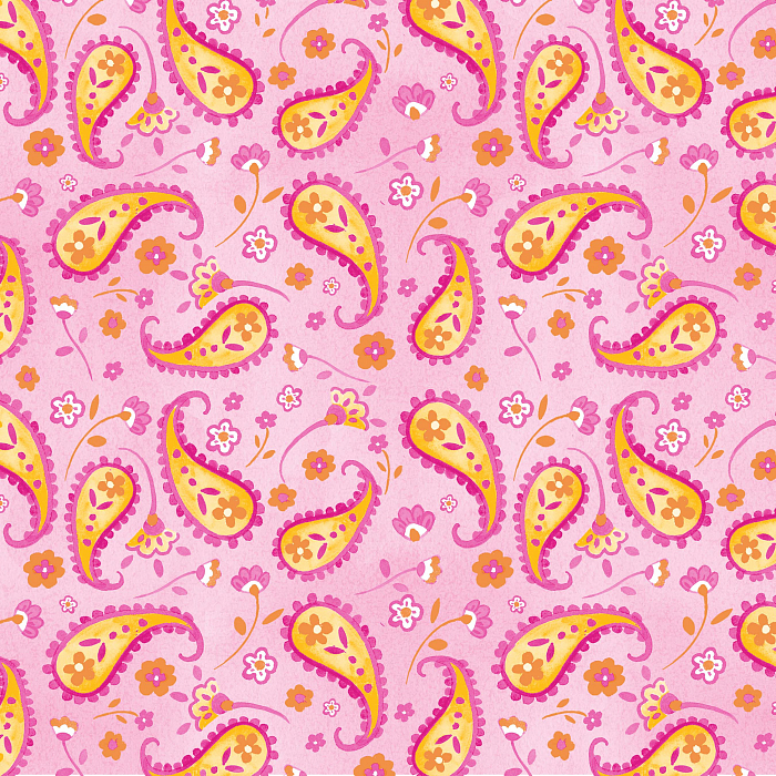 Ткань хлопок пэчворк розовый, пейсли, Blank Quilting (арт. 9190-22)