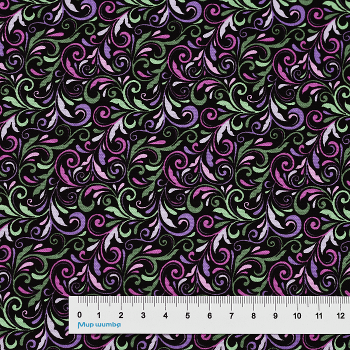 Ткань хлопок пэчворк фиолетовый, завитки, Benartex (арт. 1042499B)