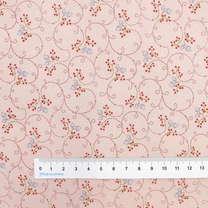 Ткань хлопок пэчворк розовый, цветы завитки, Moda (арт. 14947 12)