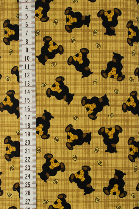 Ткань хлопок пэчворк желтый коричневый, детская тематика животные, ALFA (арт. 229624)
