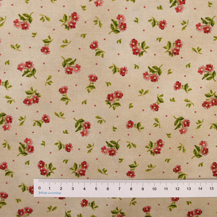 Ткань хлопок пэчворк розовый, цветы горох и точки флора, Maywood Studio (арт. MAS9854-E)